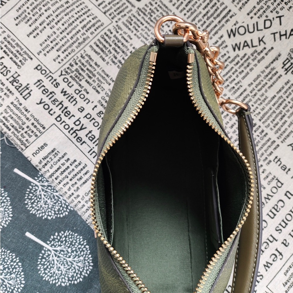 Coach Olive Signature Mini Shoulder Bag with Gold-Tone Logo - Picture 8 of 9